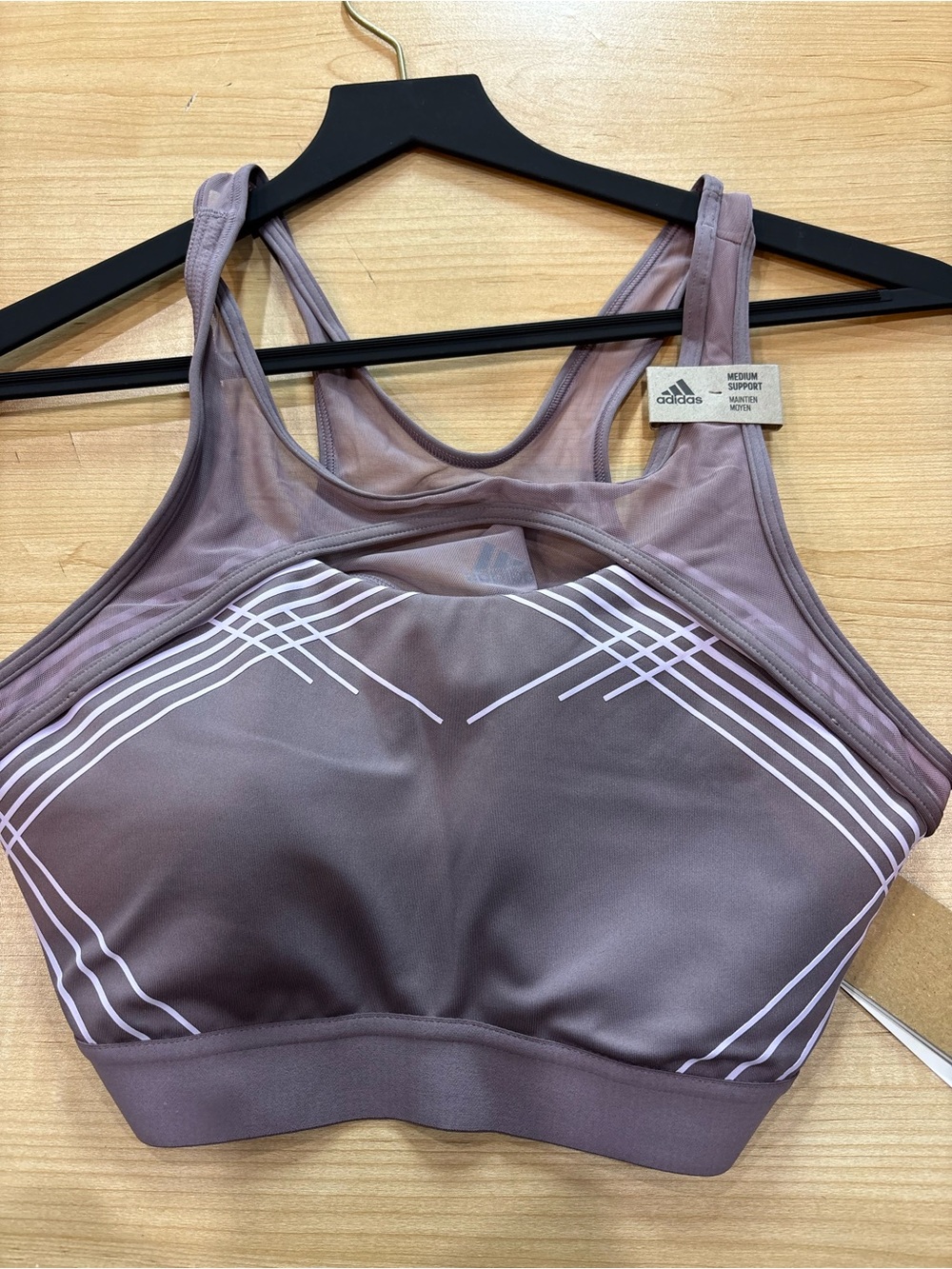adidas Mauve/Pink Medium Support Sports Bra with Geometric Print